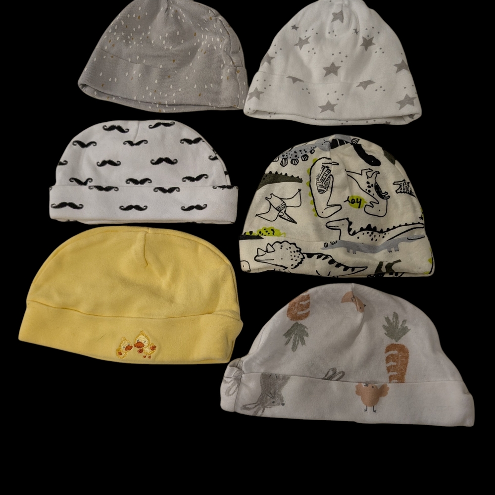 Assorted Baby Beanie Set - Gray, White, Yellow